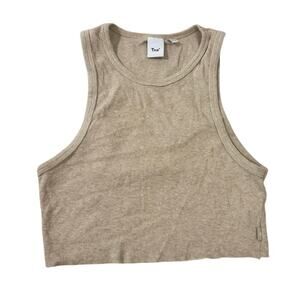 Tna Cropped Ribbed Tank Top Beige Size Small Aritzia Style #102366 Athleisure